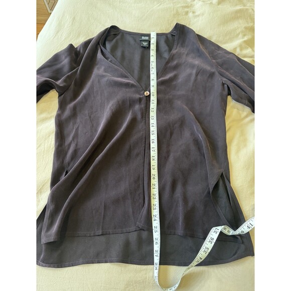 Eileen Fisher Womens M Burgundy Single Button Slit 100% Silk Blouse Georgette - Picture 7 of 8